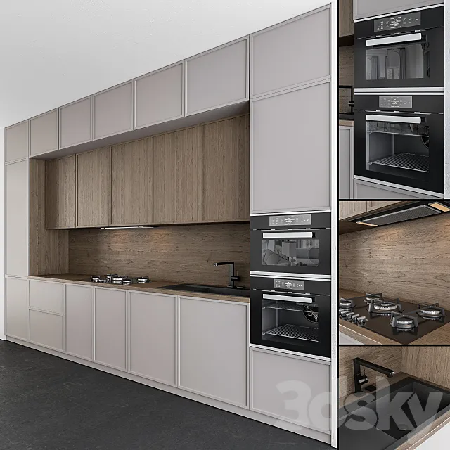 Kitchen Modern – Gray and Wood 45 3DS Max Model