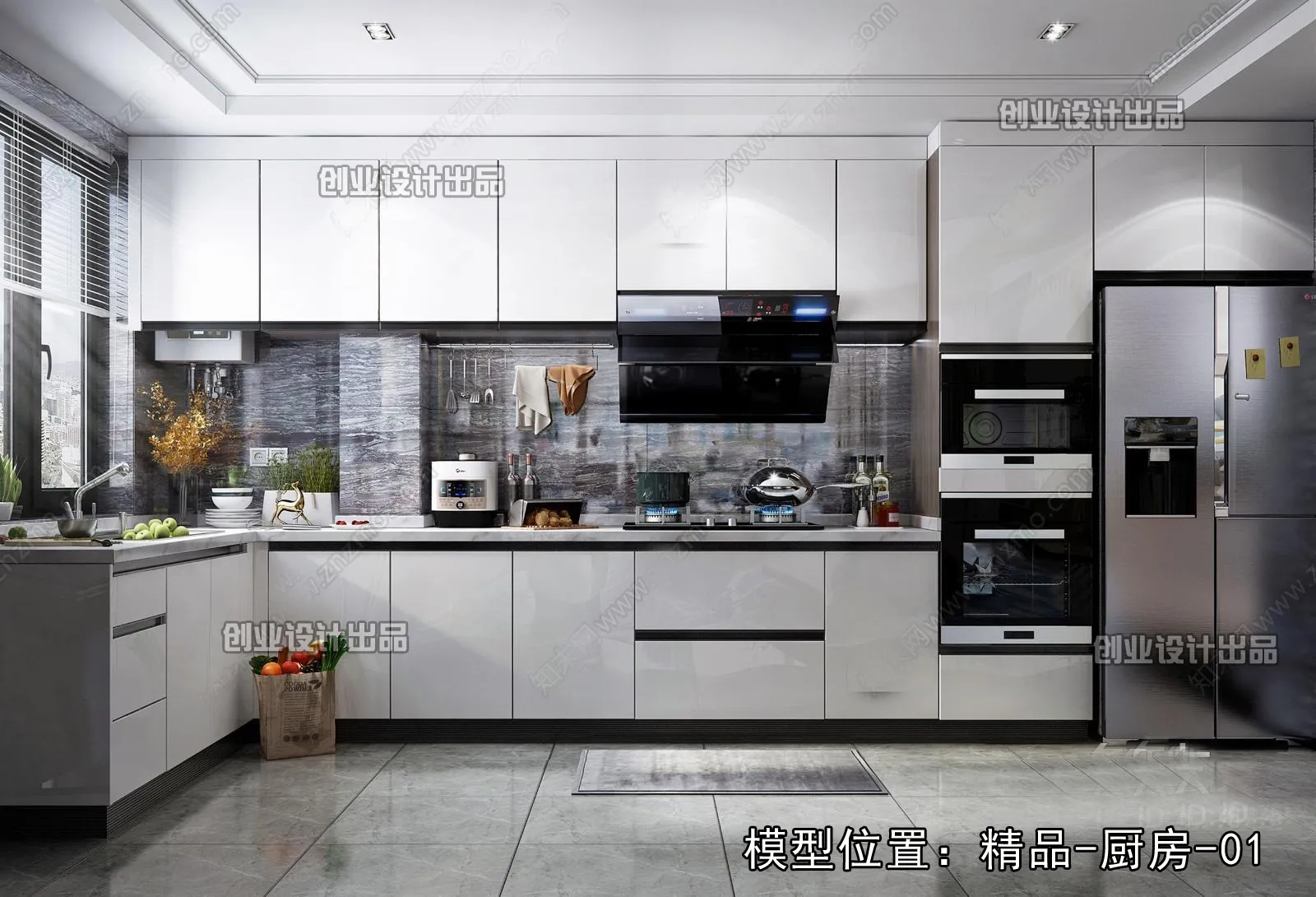 Kitchen – Modern Style Interior 3D Scenes – 006