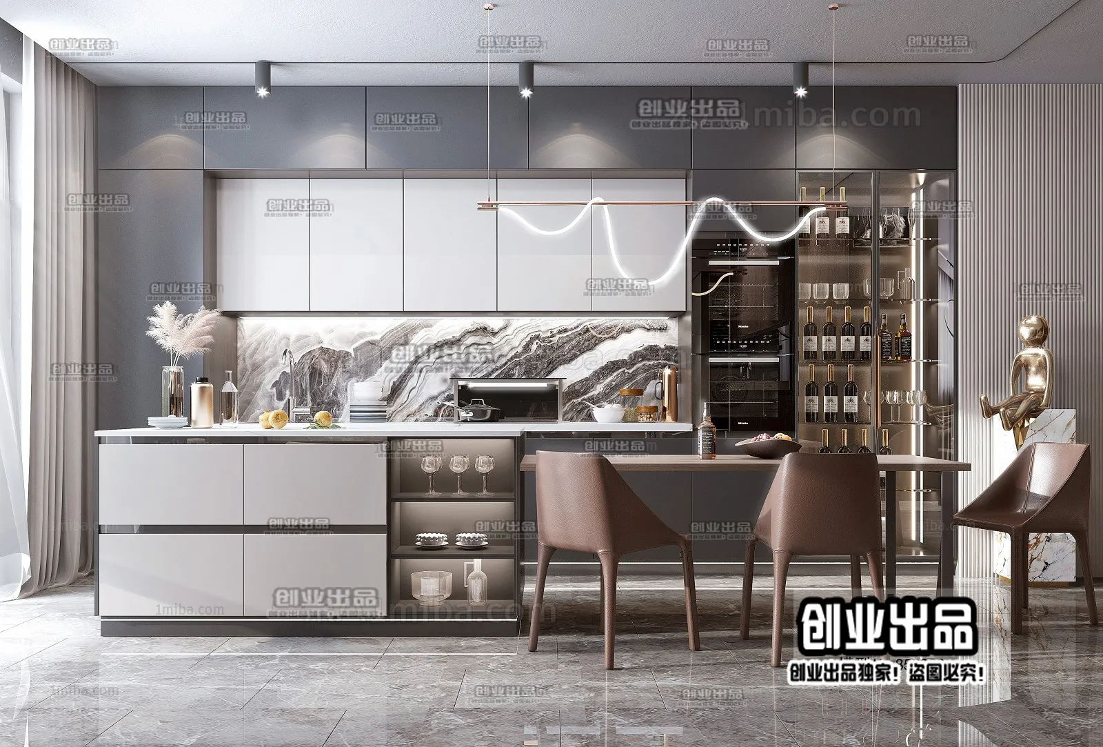 Kitchen – Modern Style Interior 3D Scenes – 012