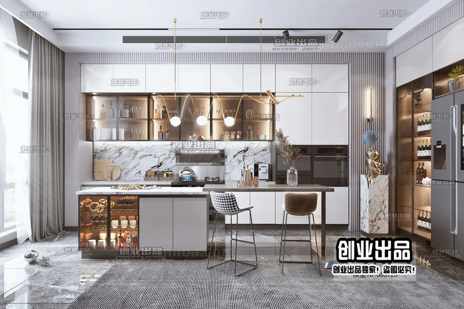 Kitchen – Modern Style Interior 3D Scenes – 014