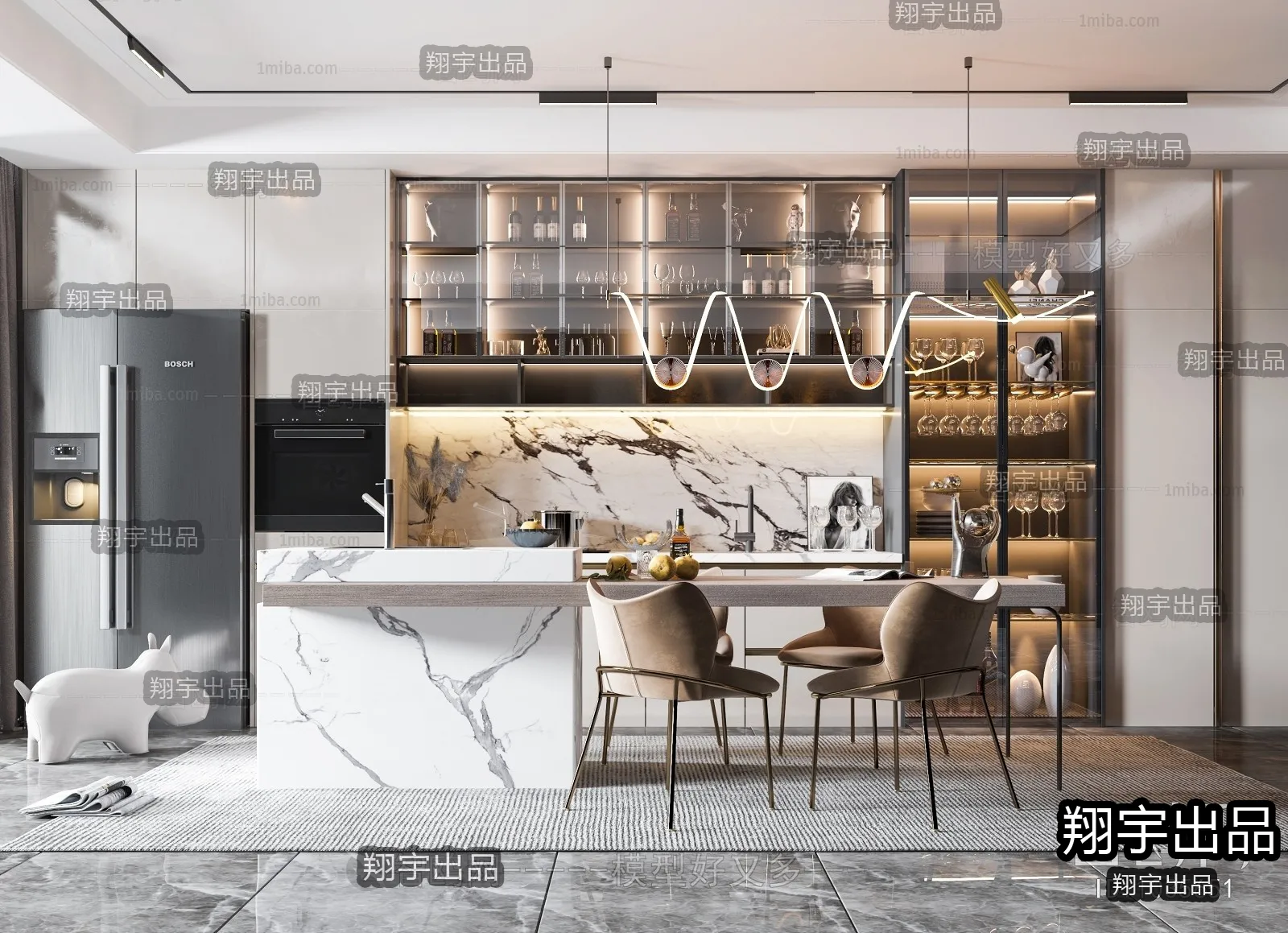 Kitchen – Modern Style Interior 3D Scenes – 018