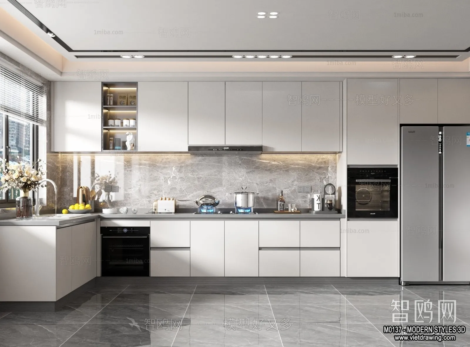 Kitchen – Modern Style Interior 3D Scenes – 023