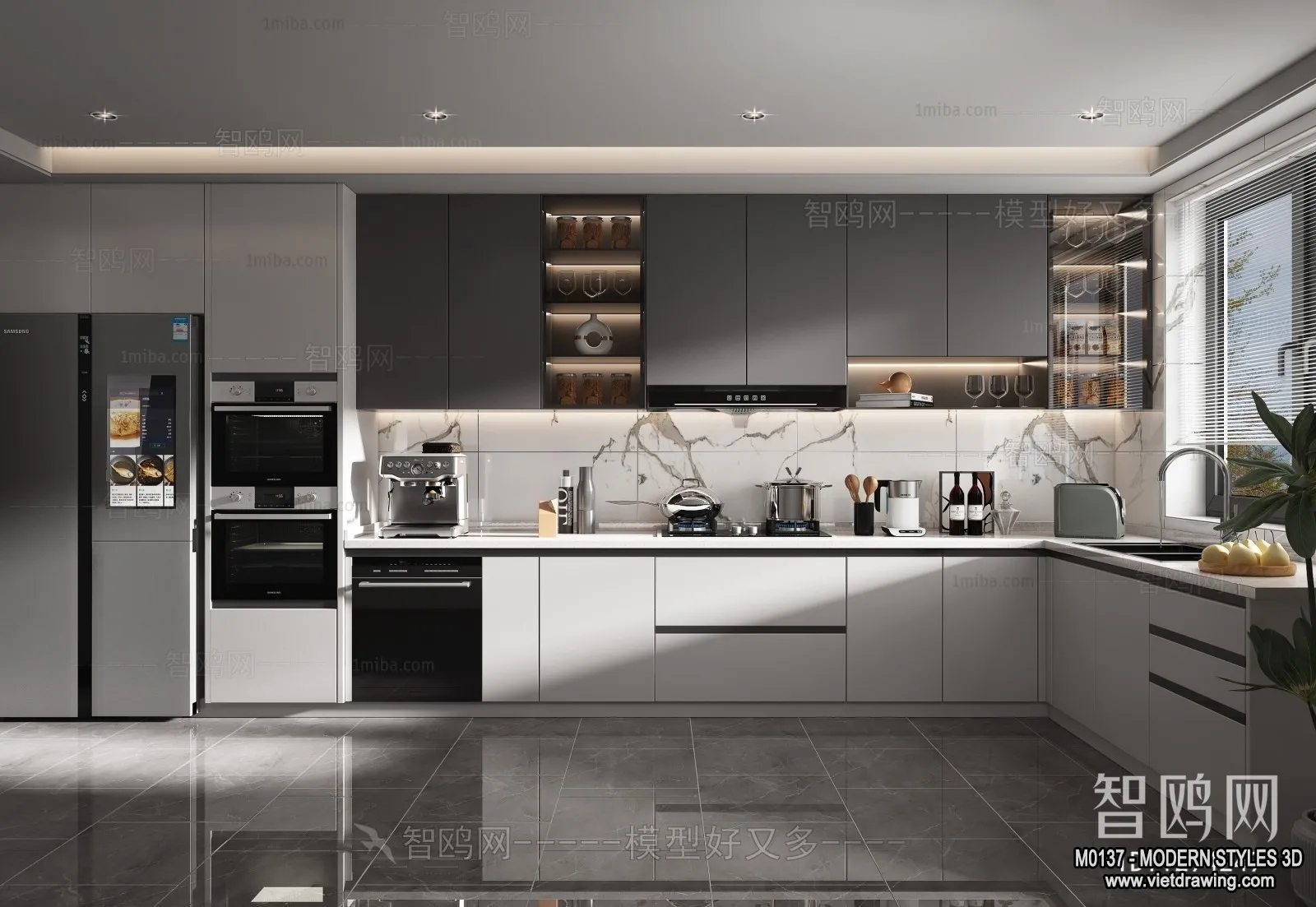 Kitchen – Modern Style Interior 3D Scenes – 035