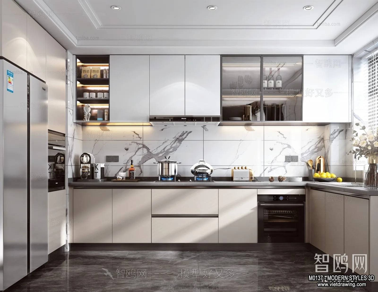 Kitchen – Modern Style Interior 3D Scenes – 038