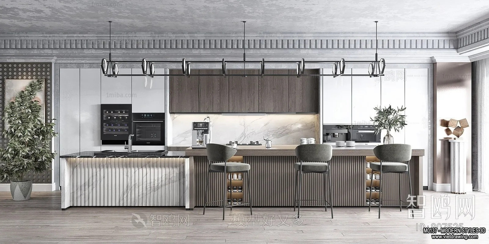 Kitchen – Modern Style Interior 3D Scenes – 042