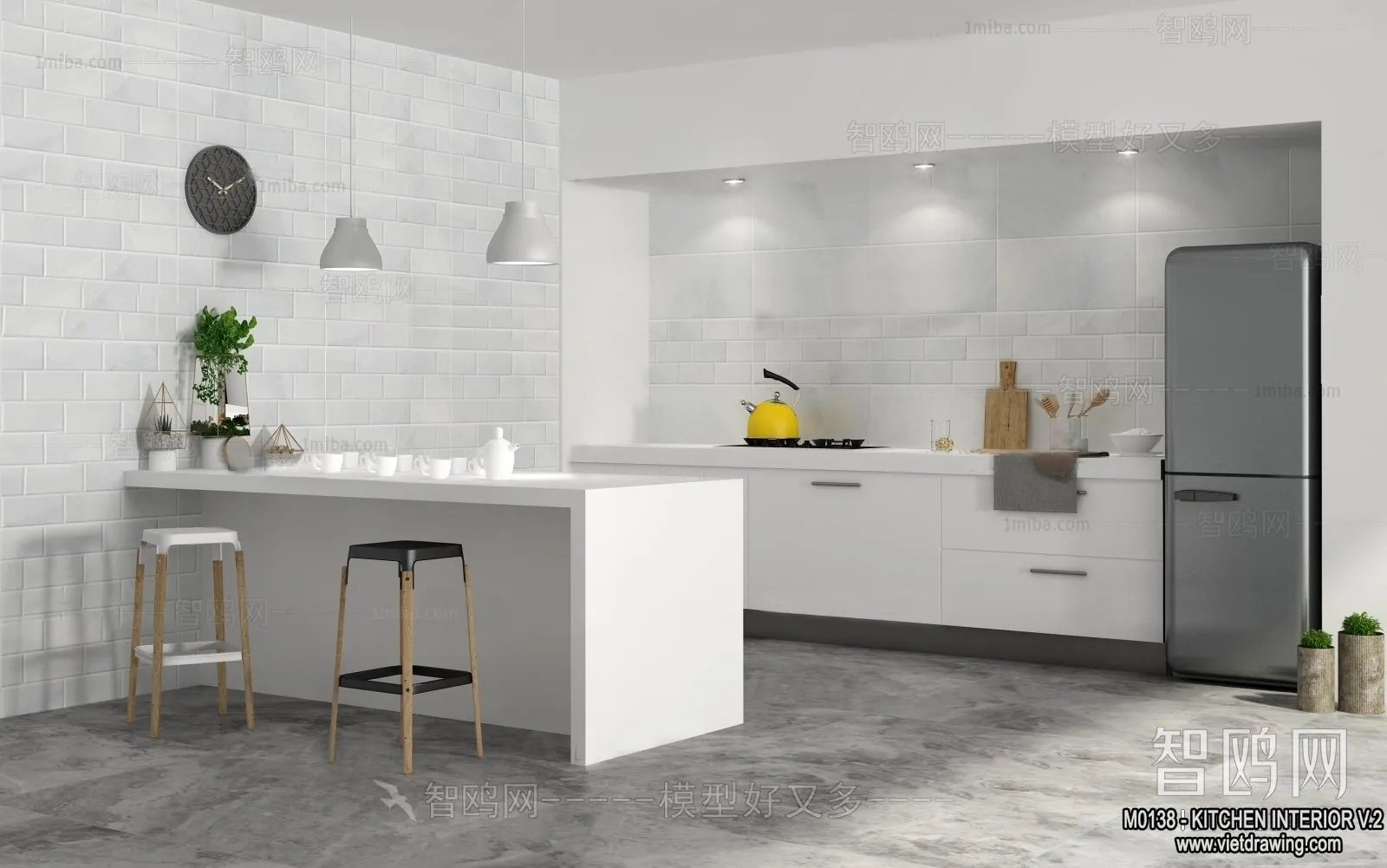 Kitchen – Modern Style Interior 3D Scenes – 070