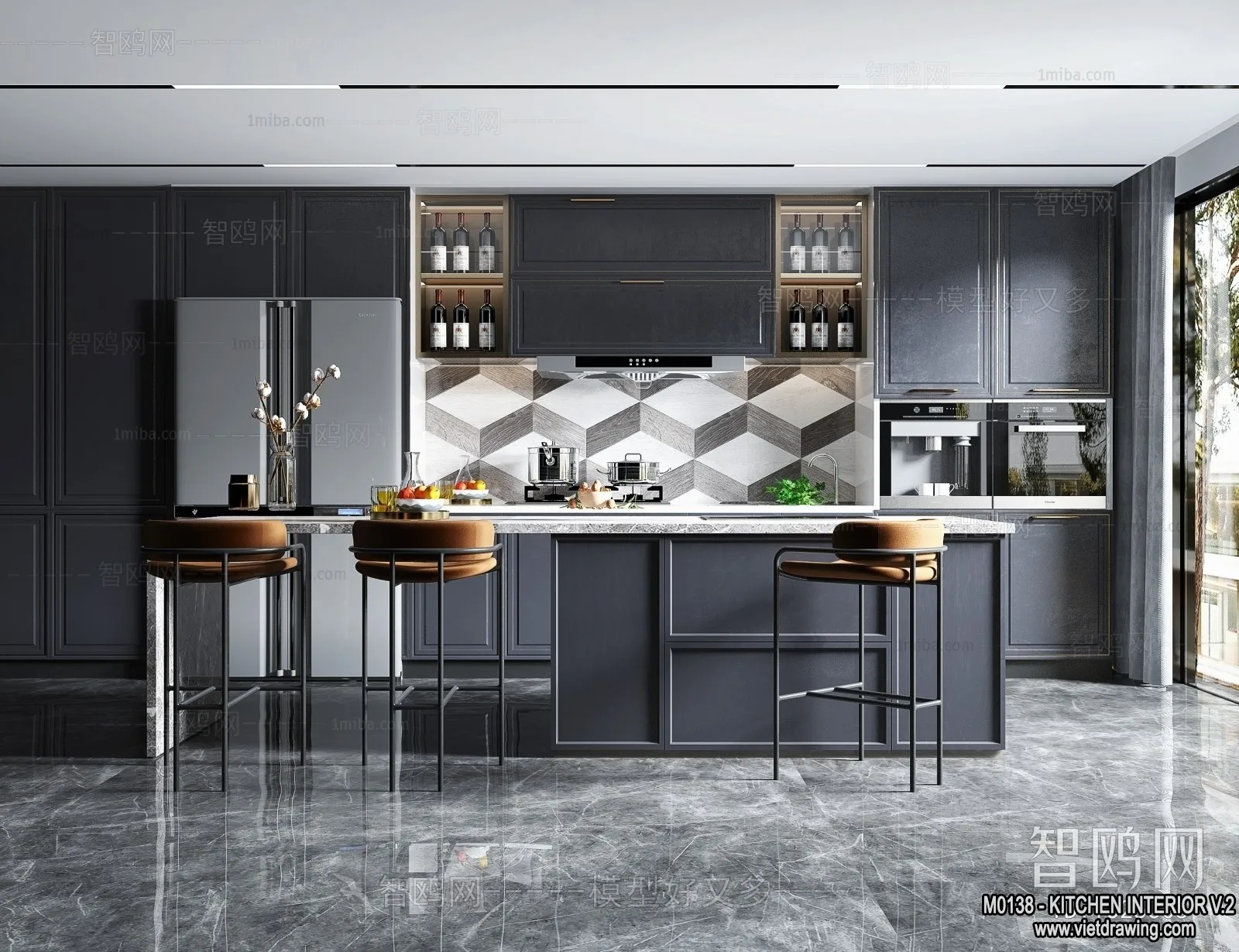 Kitchen – Modern Style Interior 3D Scenes – 089