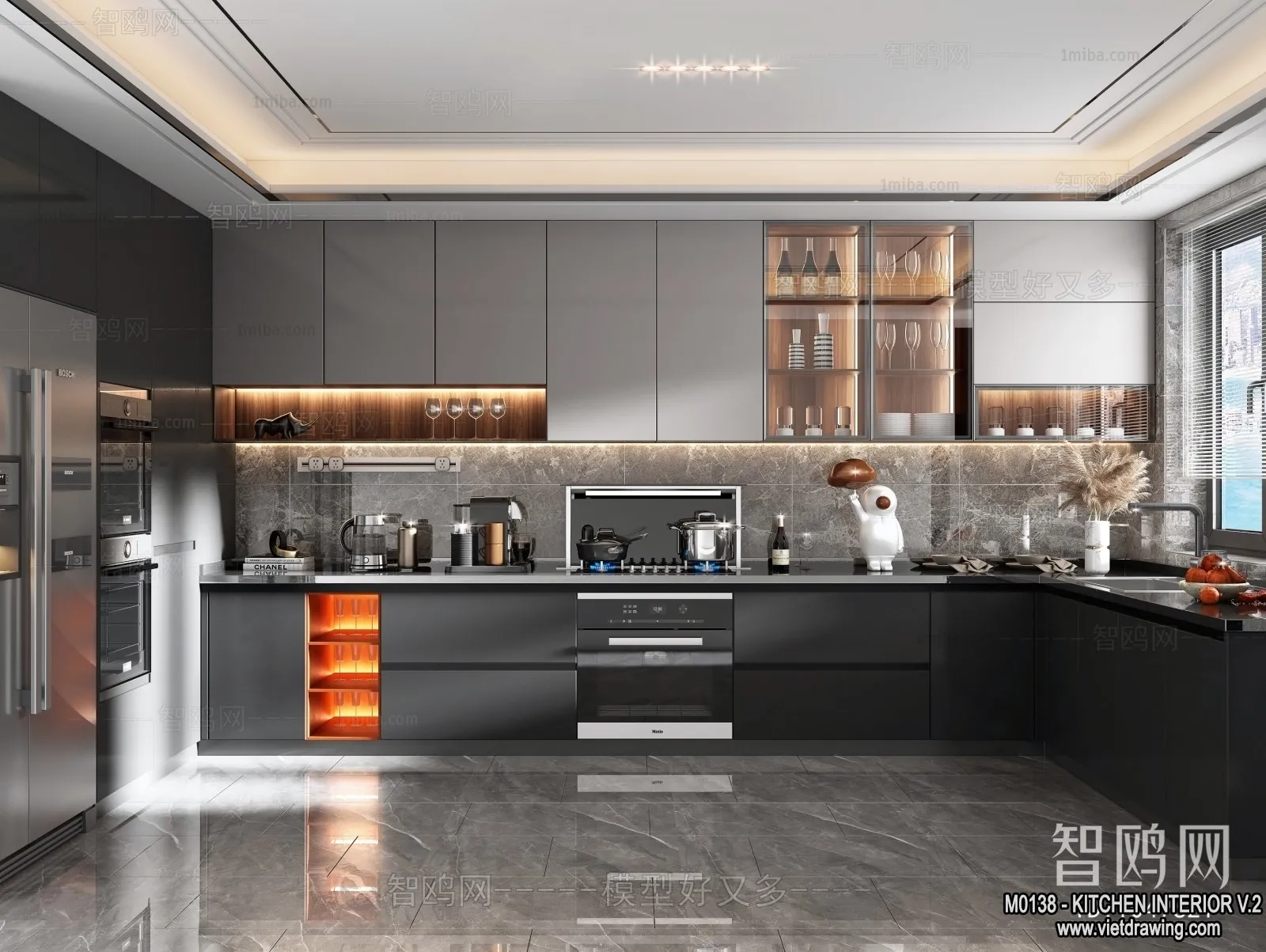 Kitchen – Modern Style Interior 3D Scenes – 099