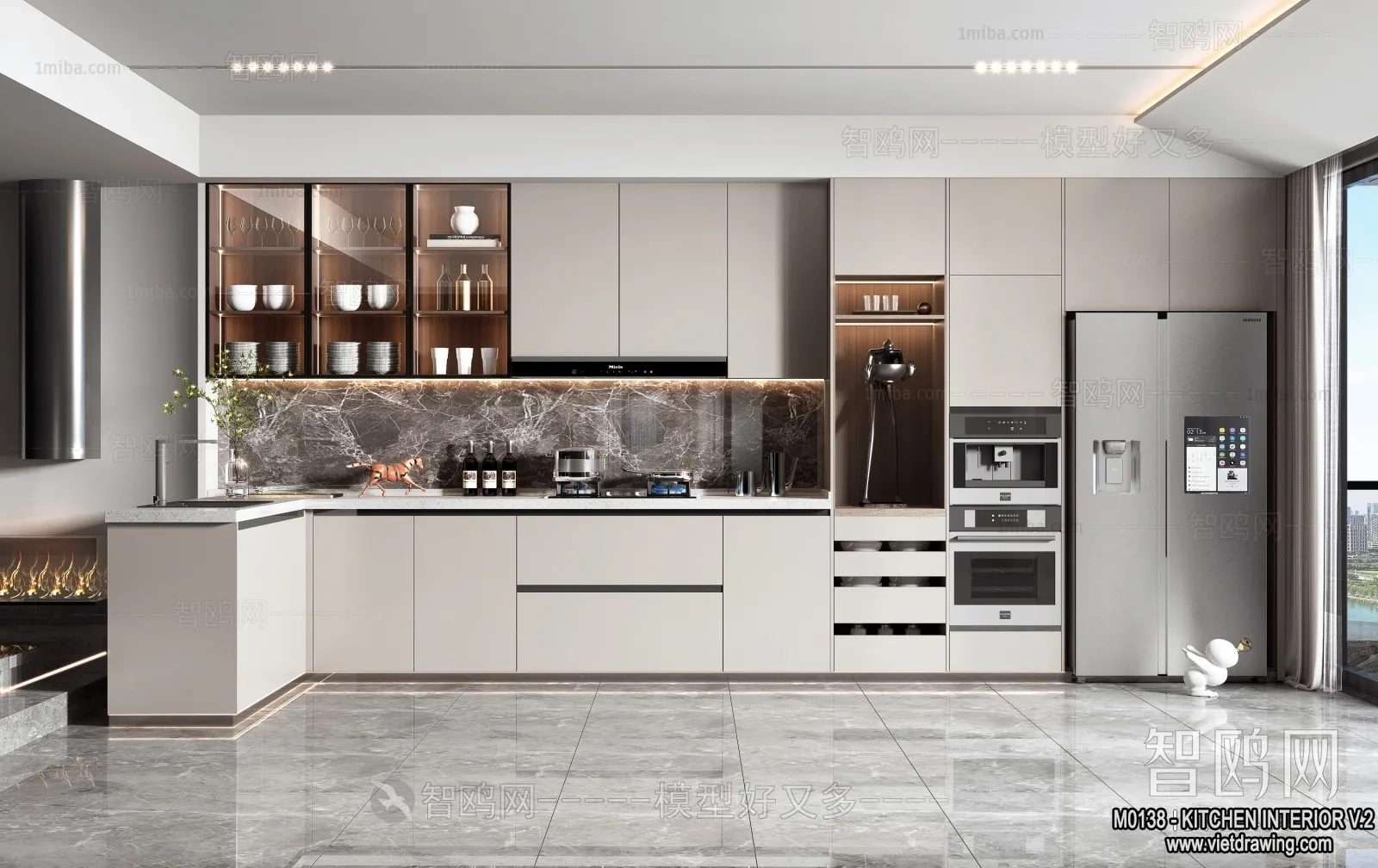 Kitchen – Modern Style Interior 3D Scenes – 100