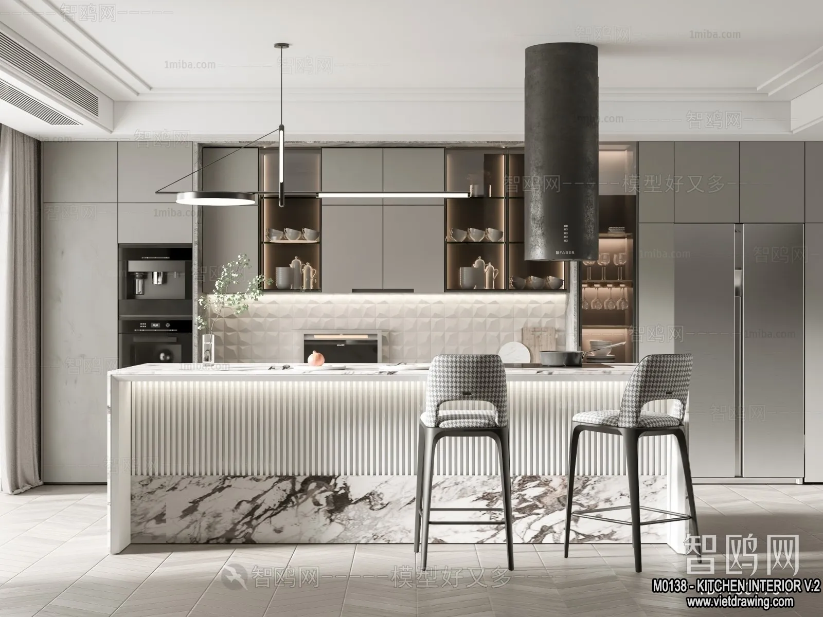 Kitchen – Modern Style Interior 3D Scenes – 136