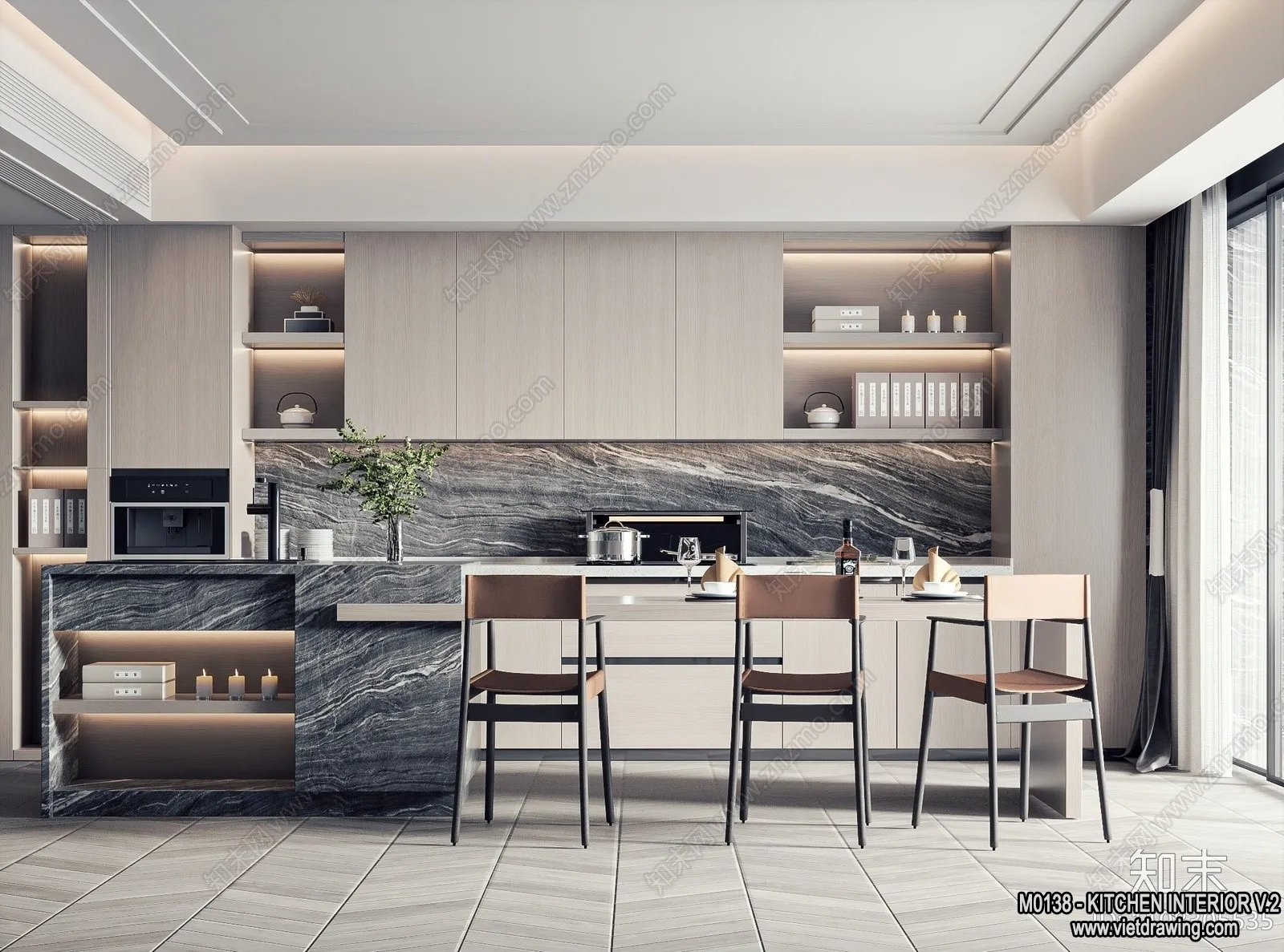 Kitchen – Modern Style Interior 3D Scenes – 181