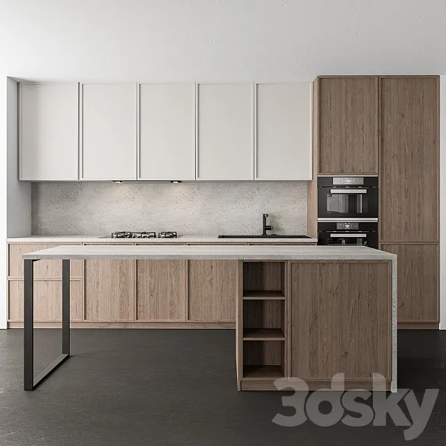 Kitchen Modern – White and Wood 44 3ds Max