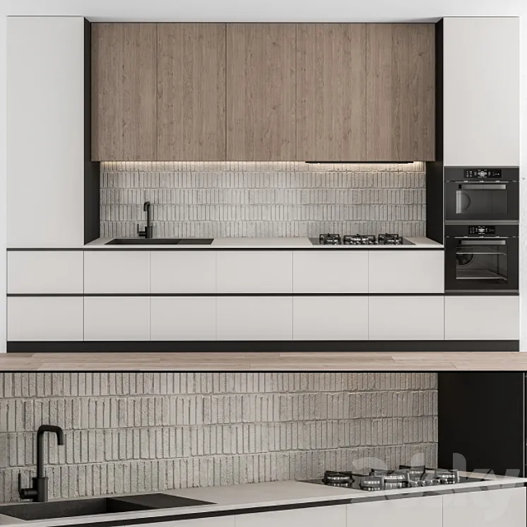 Kitchen Modern – White and Wood 55 3DS Max
