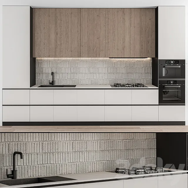 Kitchen Modern – White and Wood 55 3DSMax File