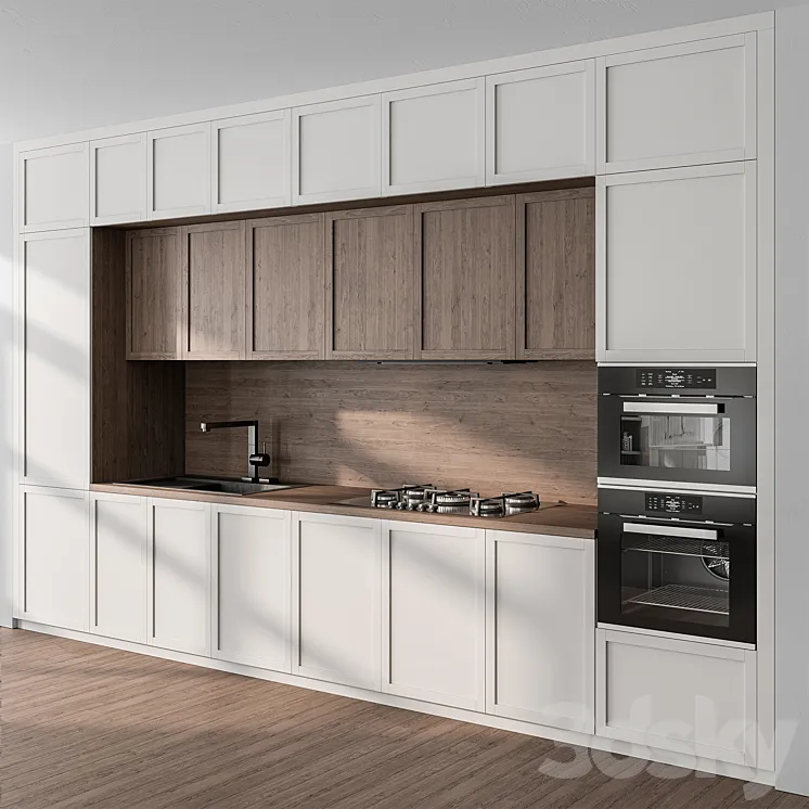 Kitchen Modern – White and Wood 62 3DS Max