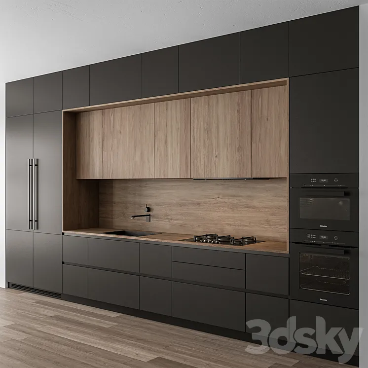 Kitchen Modern – Wood and Black 114 3DS Max Model