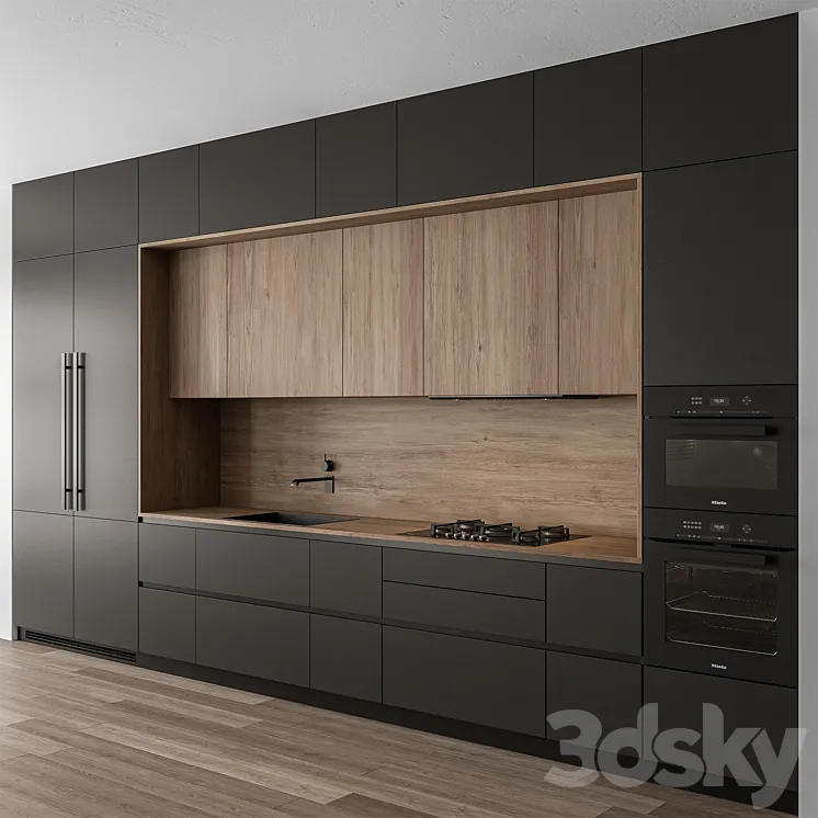 3DS MAX | Kitchen Modern - Wood and Black 114 3DS Max Model