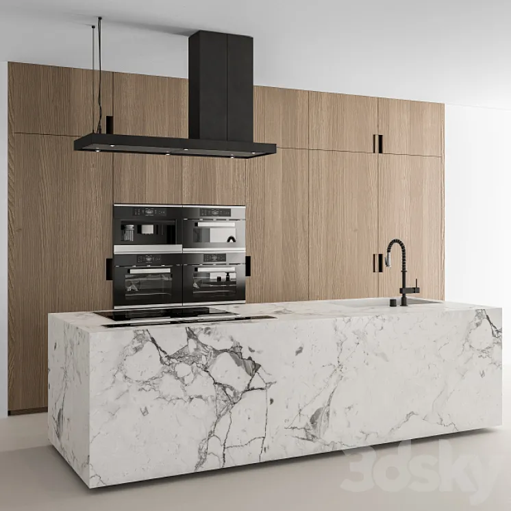 Kitchen Modern -Wood and Marble 64 3DS Max