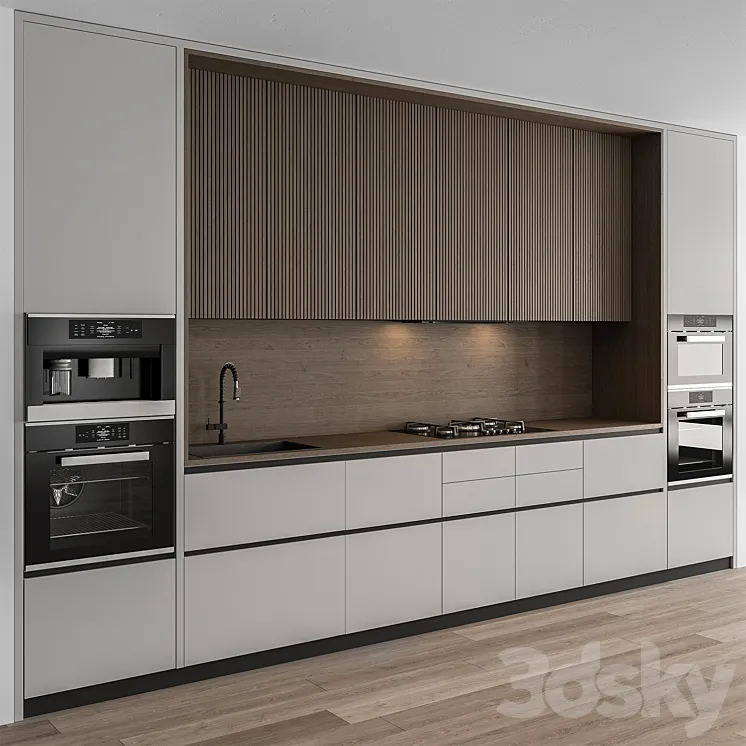 Kitchen Modern – Wood and White Cabinets 96 3DS Max