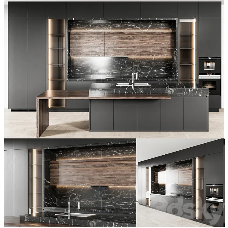 kitchen modern63 black kitchen 3DS Max Model