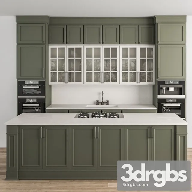 Kitchen Neo Classic Green and White Set 36 3dsmax Download