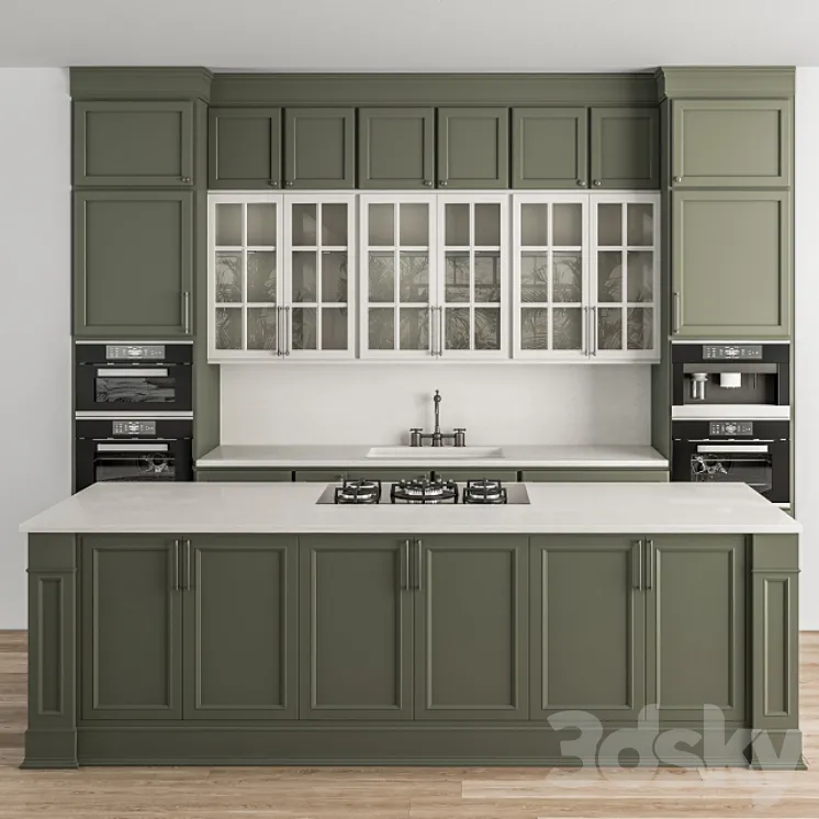 Kitchen Neo Classic Green and White – Set 36 3DS Max