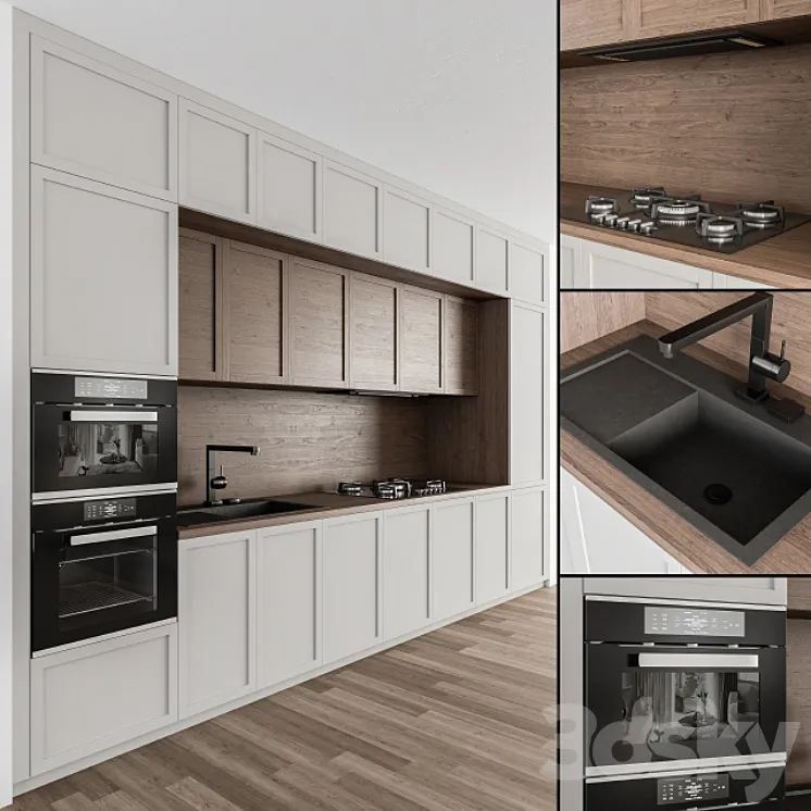 Kitchen Neo Classic – White and Wood 30 3DS Max