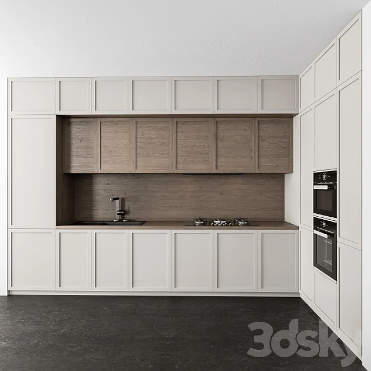Kitchen Neo Classic – White and Wood 31 3DS Max