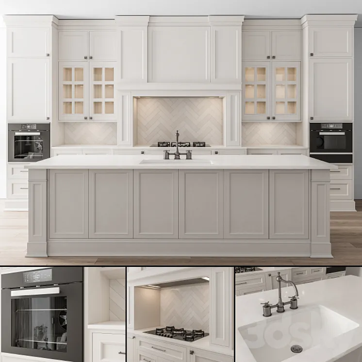 Kitchen Neo Classic White – Set 43 3DS Max Model