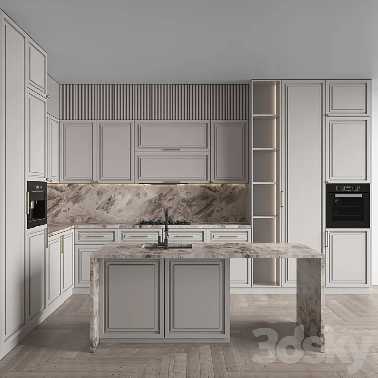 Kitchen Neoclassic 138 (Corner Kitchen) 3DS Max Model