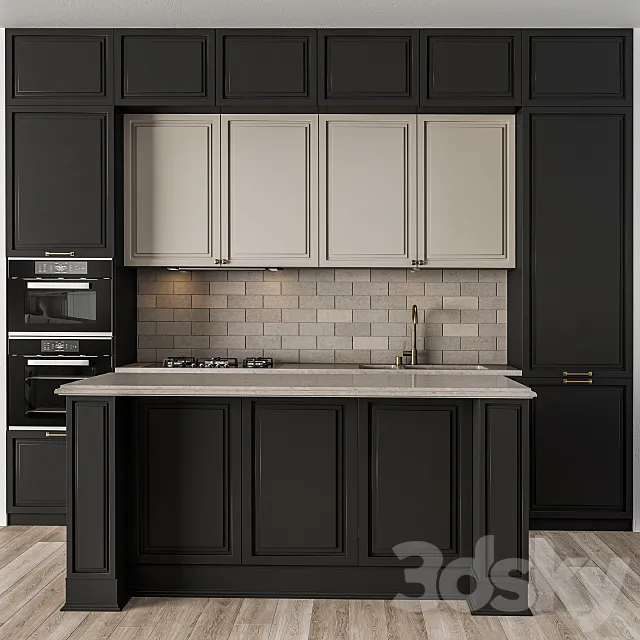 Kitchen NeoClassic – Black and Cream Set 23 3DS Max Model