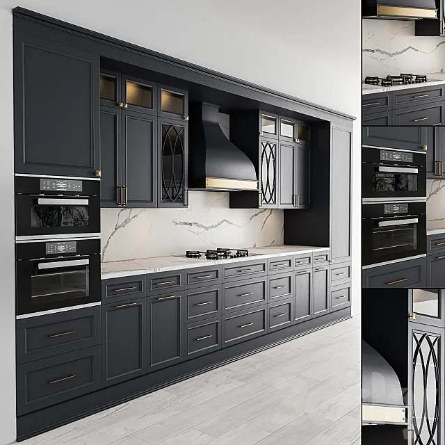 Kitchen NeoClassic – Dark Gray Set 22 3DS Max Model