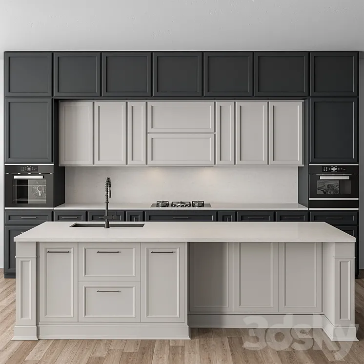 Kitchen NeoClassic – Navy Blue and White Set 65 3DS Max