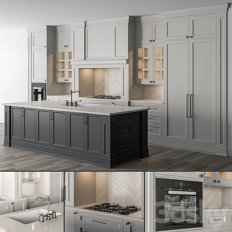 Kitchen NeoClassic – White and Gray 72 3DS Max Model