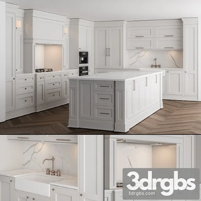 Kitchen neoclassic – white set 16 3dsmax Download