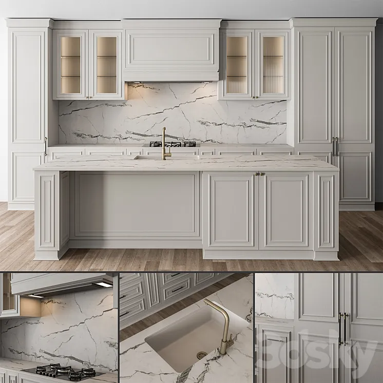 Kitchen NeoClassic – White Set 66 3DS Max