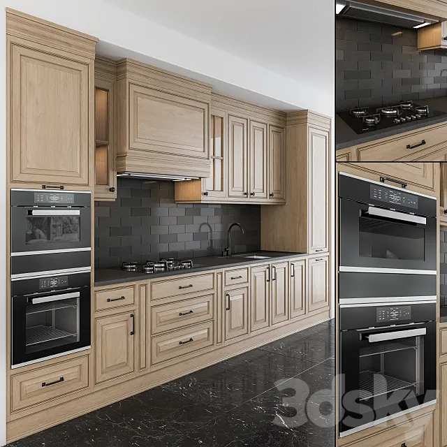 Kitchen NeoClassic – Wooden Set 18 3ds Max