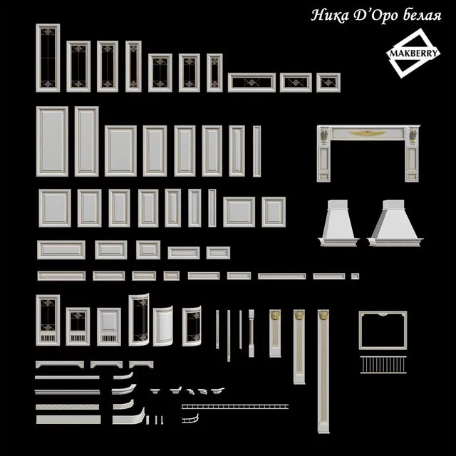 Kitchen Nick D’Oro White. Lineup elements collection 3dsMax Model