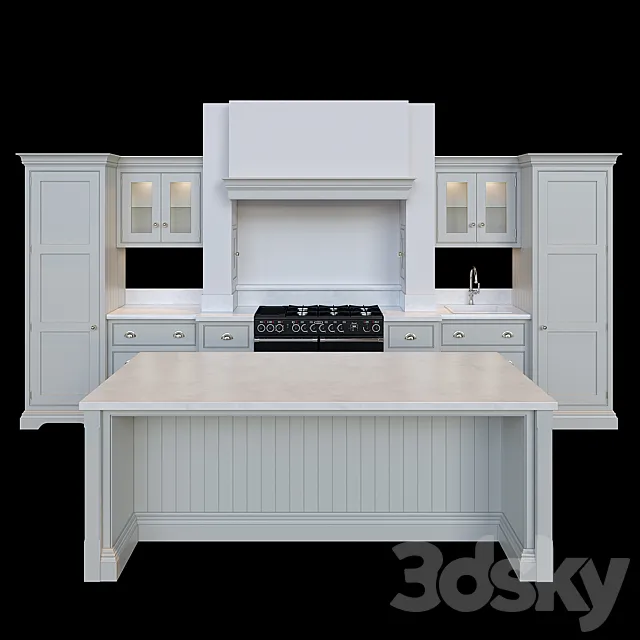 Kitchen “Open Plan Gray Kitchen” 3ds Max