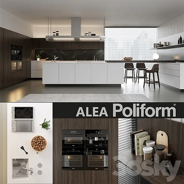 Kitchen Poliform Varenna Alea 4 (vray GGX. corona PBR) 3DSMax File