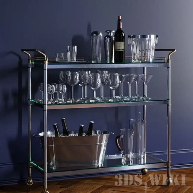 kitchen – Service table with bottles 3ds Max
