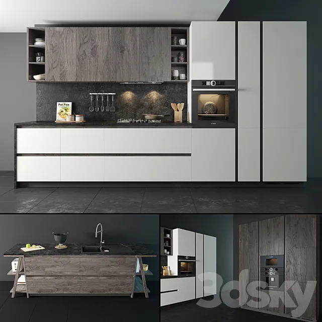 Kitchen set “Arredo3 Linea Plana”. 3DSMax File
