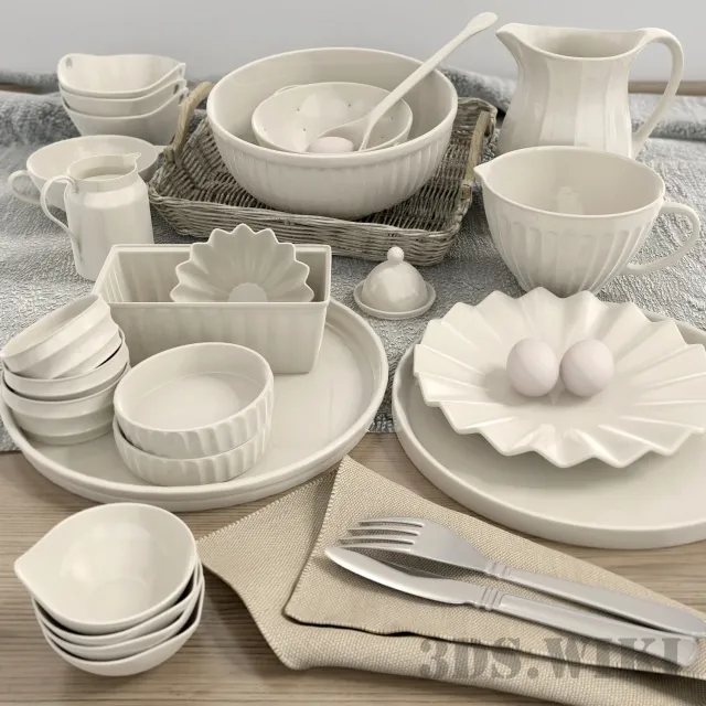 kitchen – Set of classic dishes 3ds Max