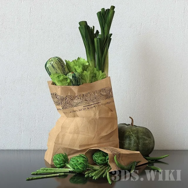 kitchen – Set of vegetables in a bag with artichoke 3ds Max