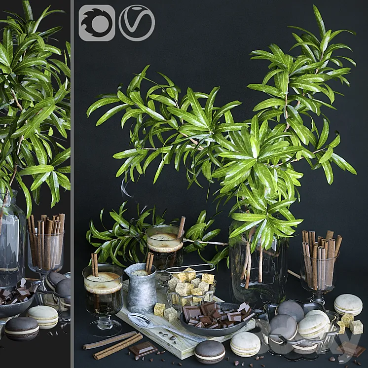 Kitchen set with mango branches 3DS Max