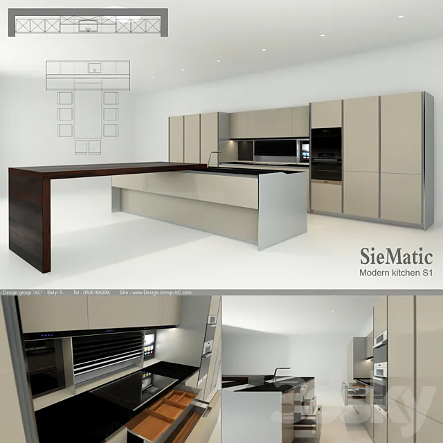 Kitchen – SieMatic – Modern Kitchen-S1 3ds Max