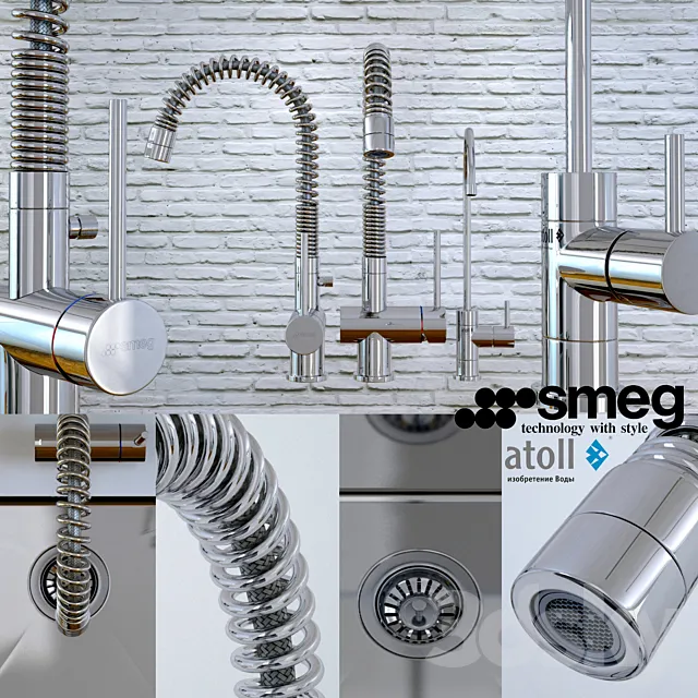 Kitchen sink and faucet Smeg 3DS Max Model