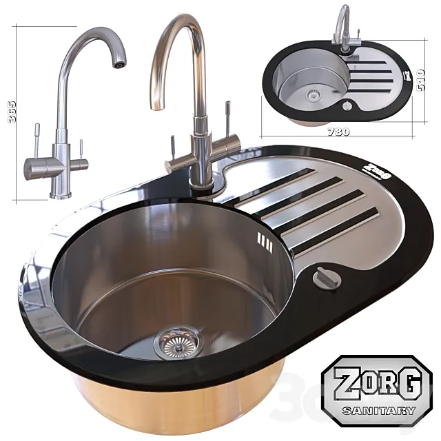 Kitchen sink and faucet ZorG 3DS Max Model