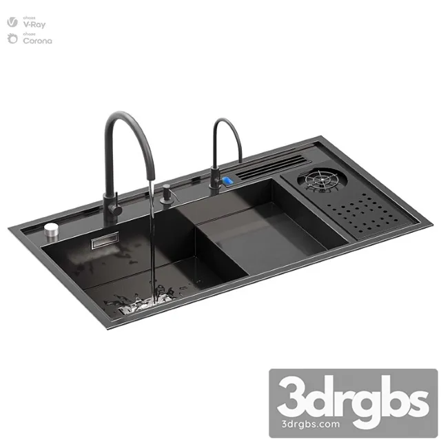 Kitchen Sink With High Pressure Cup Steel Black 3dsmax Download