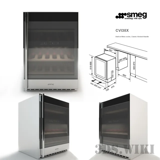 kitchen – Smeg built-in wine cabinet CVI38X 3ds Max